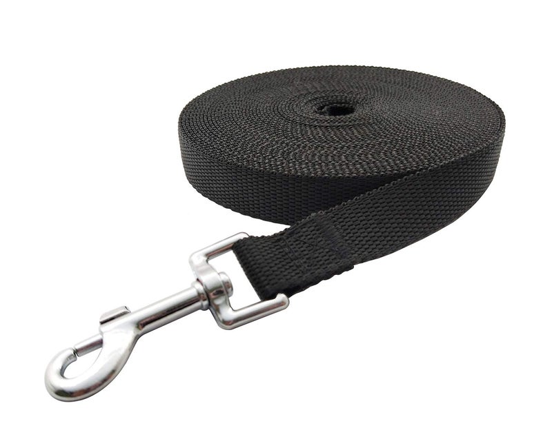 MANDAO Nylon Training Dog Leash for Small Medium Large Dogs, 15ft 20ft 30ft 50ft Long Leash Dog/Puppy Lead for Obedience Recall Training, Camping (15ft, Black) - Image 3